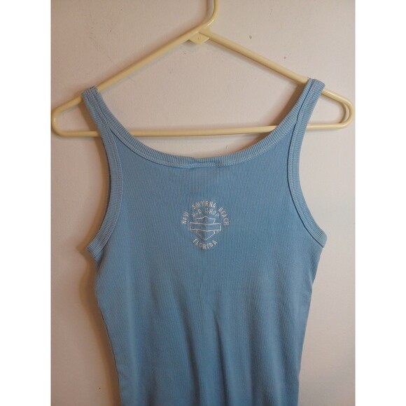Harley Davidson Tank Top Womens M Light Blue Ribbed Stretch Embroidered Logo - Picture 7 of 8